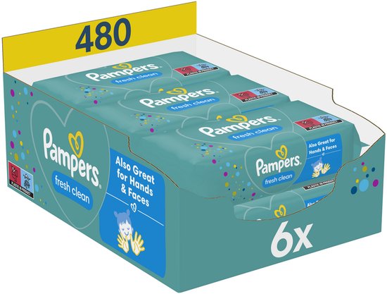 Pampers - Fresh Clean - Billendoekjes - 480 doekjes - 6 x 80
