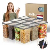 Soft Chef Viola – 12-delige Rechthoekige Bewaardozen Set – 12 x 3400 ml – Antraciet Deksels – BPA-vrij – Stapelbaar – Aromabeschermend – Inclusief Labels & Markerw