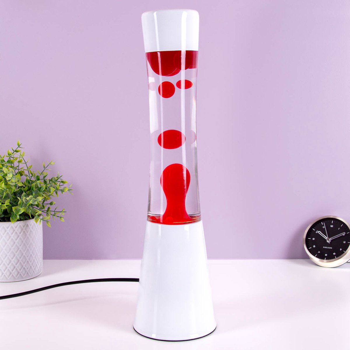 Lavalamp wit met rode lava van Fisura