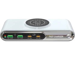 DrPhone ChargeSphere 6-in-1 Draadloos Oplaadstation – Snelladen 72W – USB-C PD, QC 3.0 & 15W Draadloos Opladen - Wit/Zilver