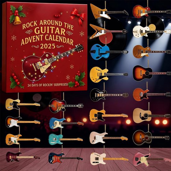 Calendrier De L'Avent Avec Médiators - 24 Jours De Noël, étui Inclus, Idéal Guitariste, Cadeau Musical