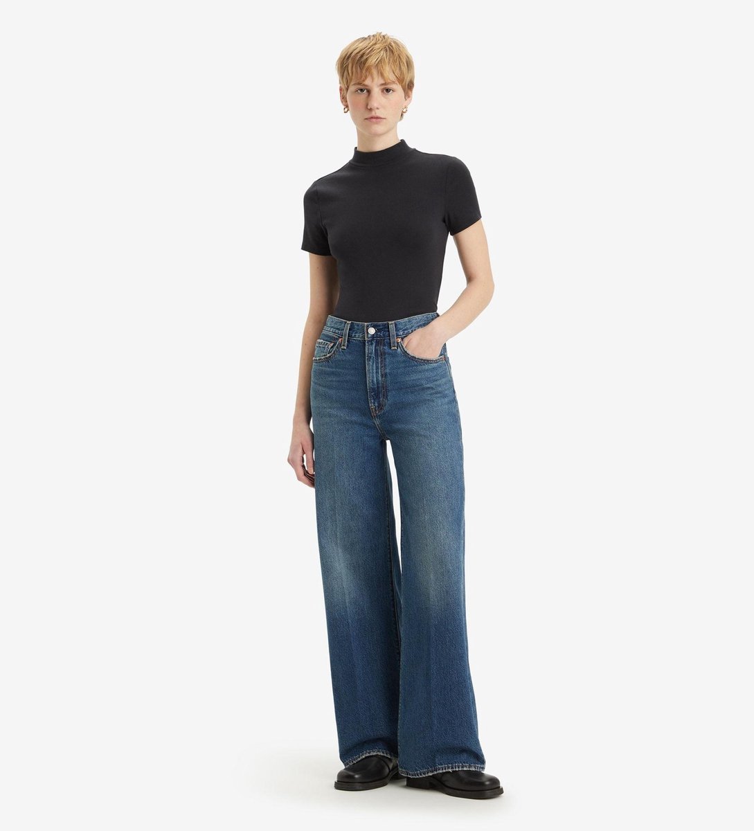 Levi’s Ribcage Jeans wijde pijpen Blauw