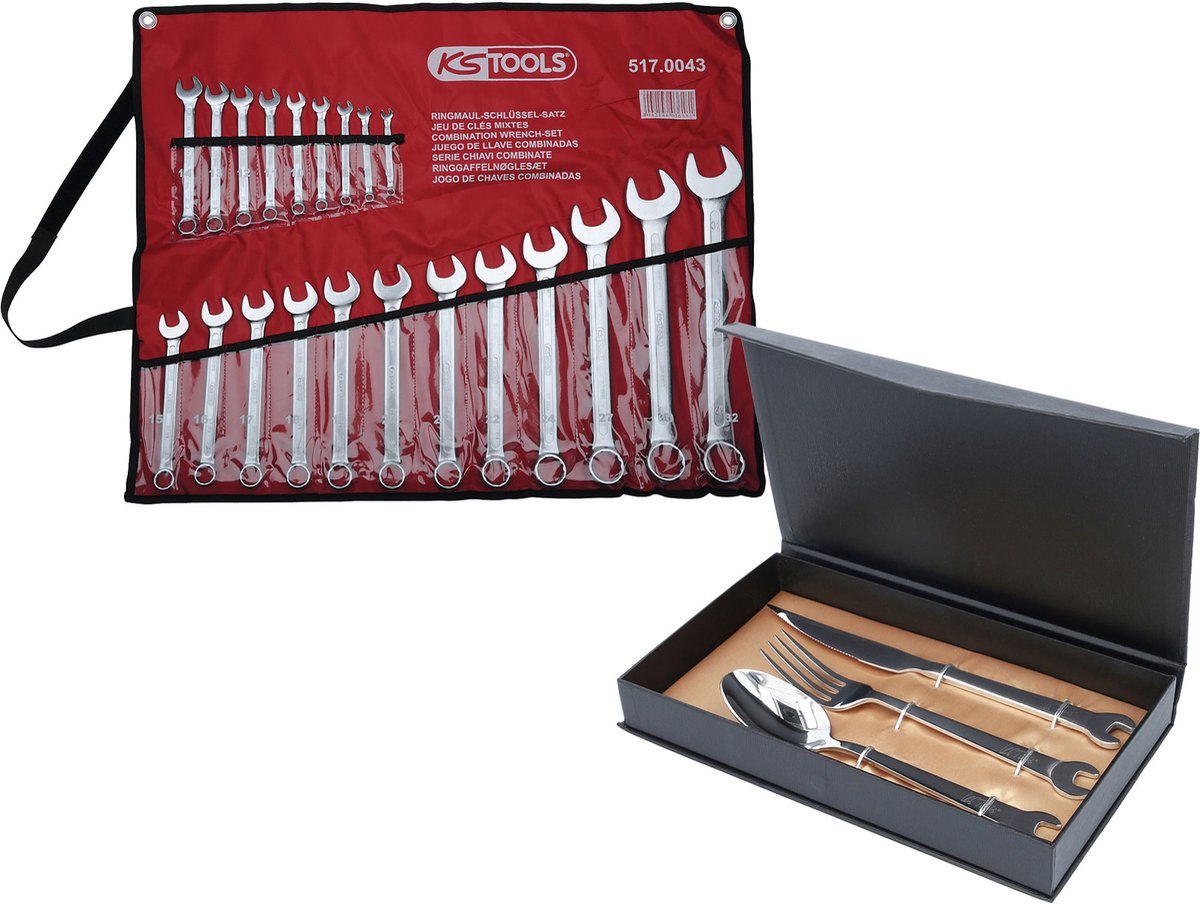 KS TOOLS Combinatiesleutelset haaks 21-dl. 6 - 32 mm + GRATIS bes...