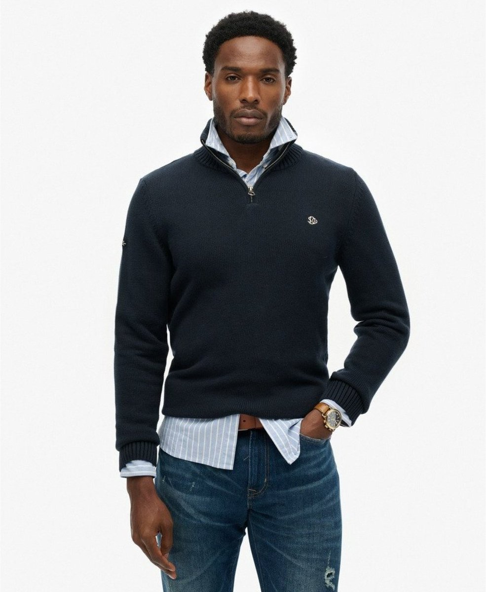 Superdry Katoenen Trui Met Halve Rits Heren Sweaters Blauw