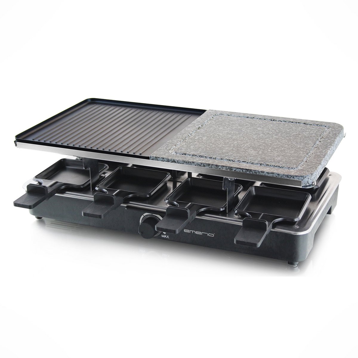 Emerio RG-110035 - Gourmetset met steengrill - 8 personen - Anti-aanbak laag - Grillpaten