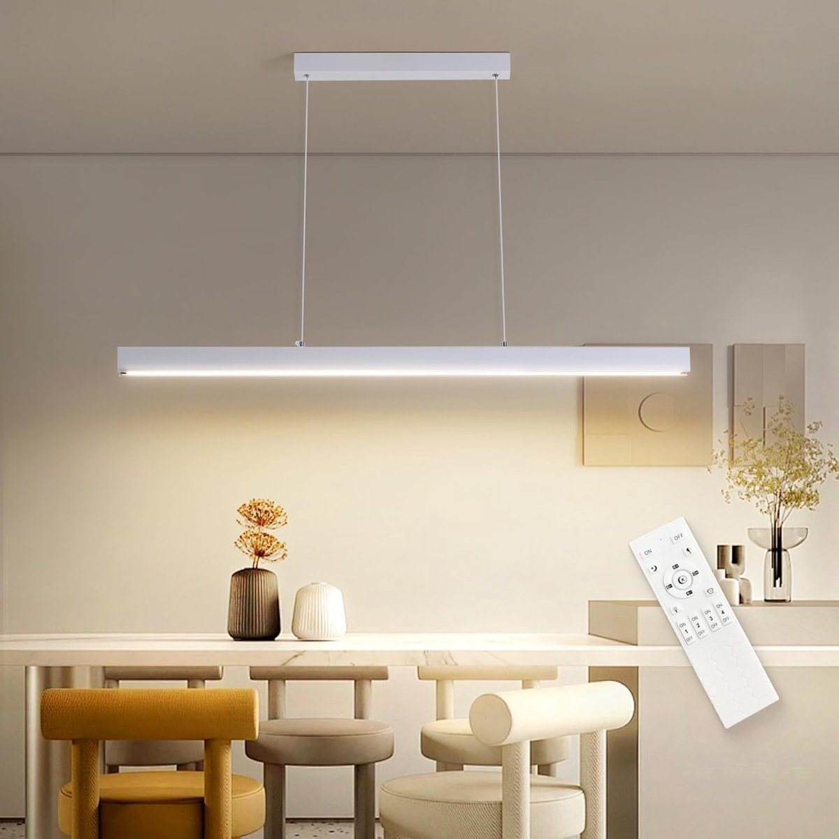 Dimbare LED Hanglamp 80 cm - In hoogte verstelbaar met afstandsbediening - Moderne Eettafe