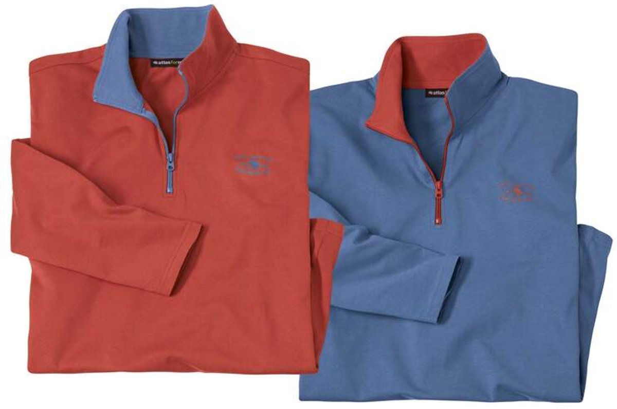 ATLAS FOR MEN - Set van 2 sweaters met rits - Heren - Verkrijgbaar in grote maten - XL