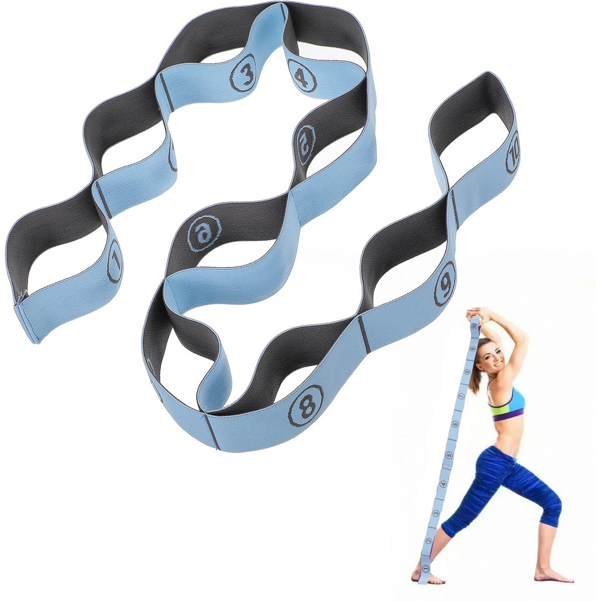 Ibenzoa® Elastisch yoga stretchband met verstelbare lussen voor veelzijdige training