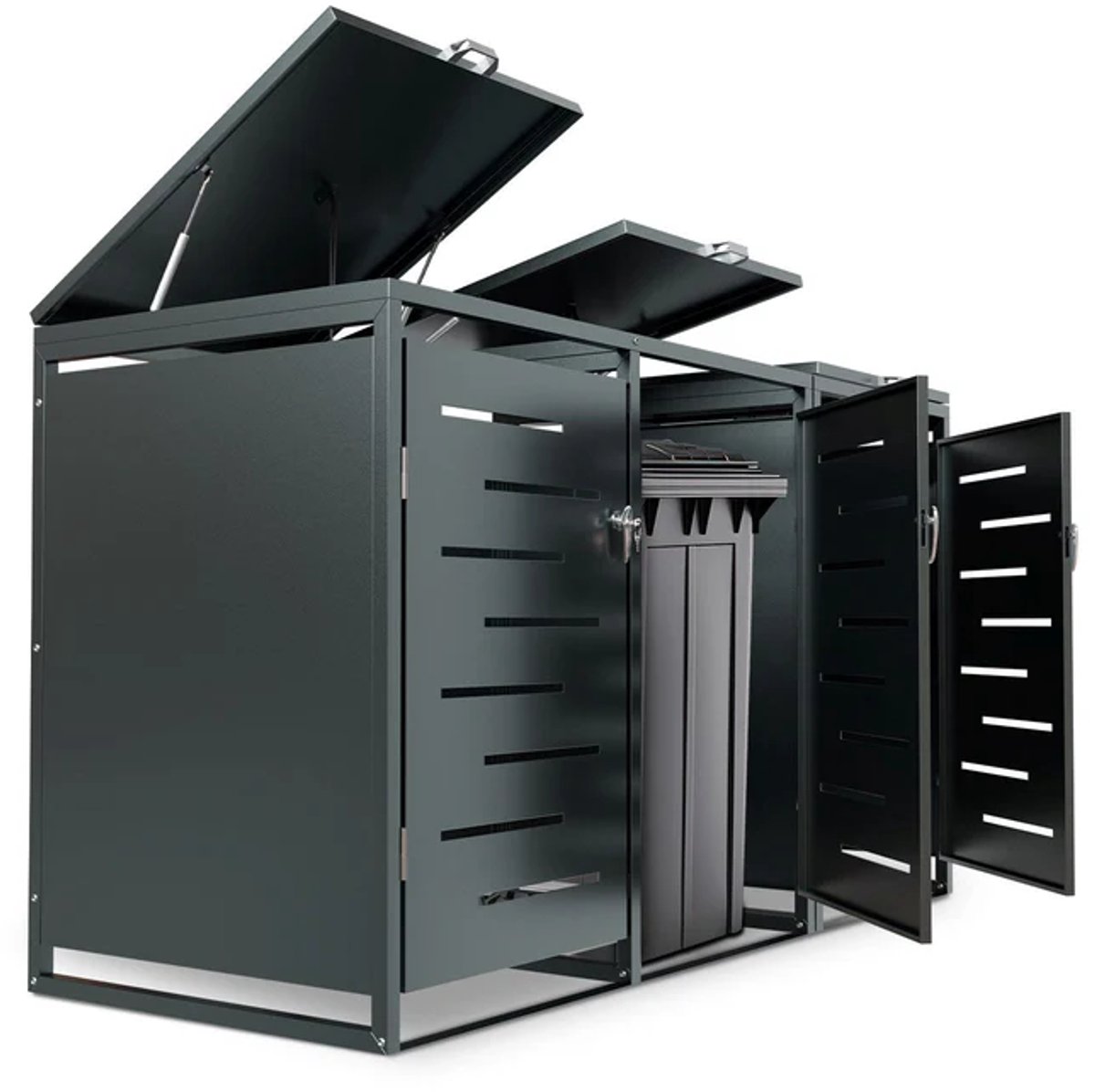 Metalen Containerberging / Opbergbox / Tuinopslagbox Arel - Voor 120L of 240L Afvalbakken - 3-Delig
