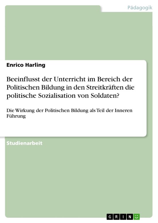 Beeinflusst Der Unterricht Im Bereich Der Politischen Bildun ... - cover