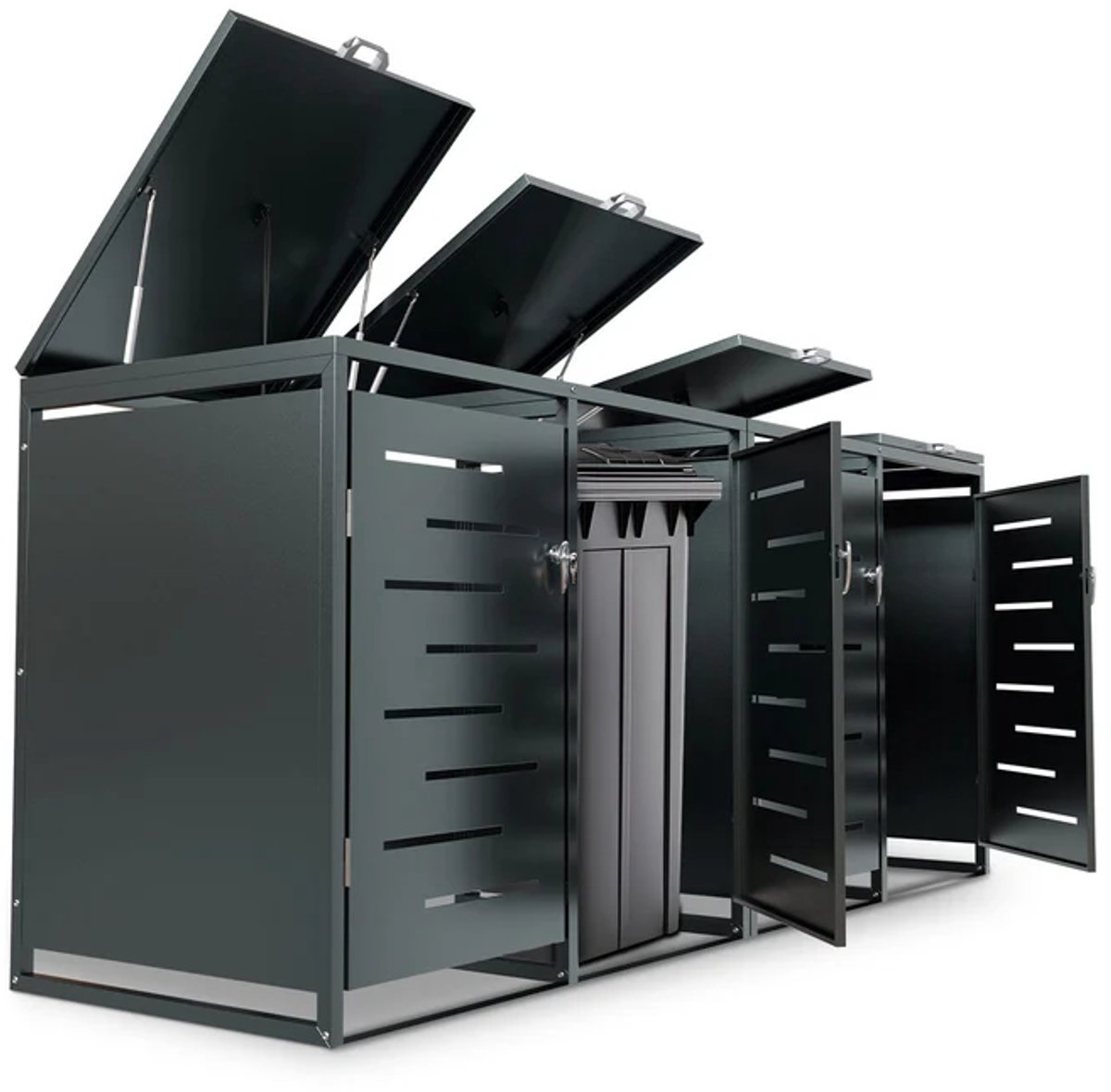 Metalen Containerberging / Opbergbox / Tuinopslagbox Arel - Voor 120L of 240L Afvalbakken - 4-Delig