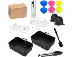 Accessoires Geschikt voor Ninja Airfryer - Airfryer Accessoires Geschikt voor Ninja Foodi AF300EU, AF400EU, Tower T17088, Geschikt voor Dubbele Airfryer 7,6L - 9,5L | BPA-Vrij, Herbruikbaar & Vaatwasmachinebestendig