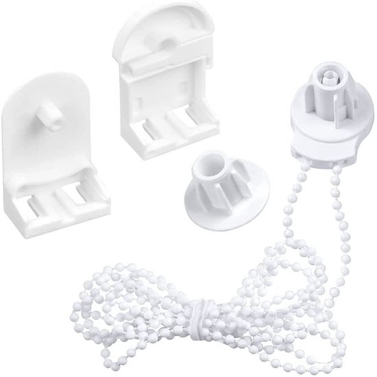 Système de store enrouleur avec supports muraux - 25 mm - Fixations pour store enrouleur - Plastique - Avec chaînette 3M - Kit de réparation de remplacement pour store enrouleur - Pièces de rideau - Wit - Convient aux stores de fenêtre