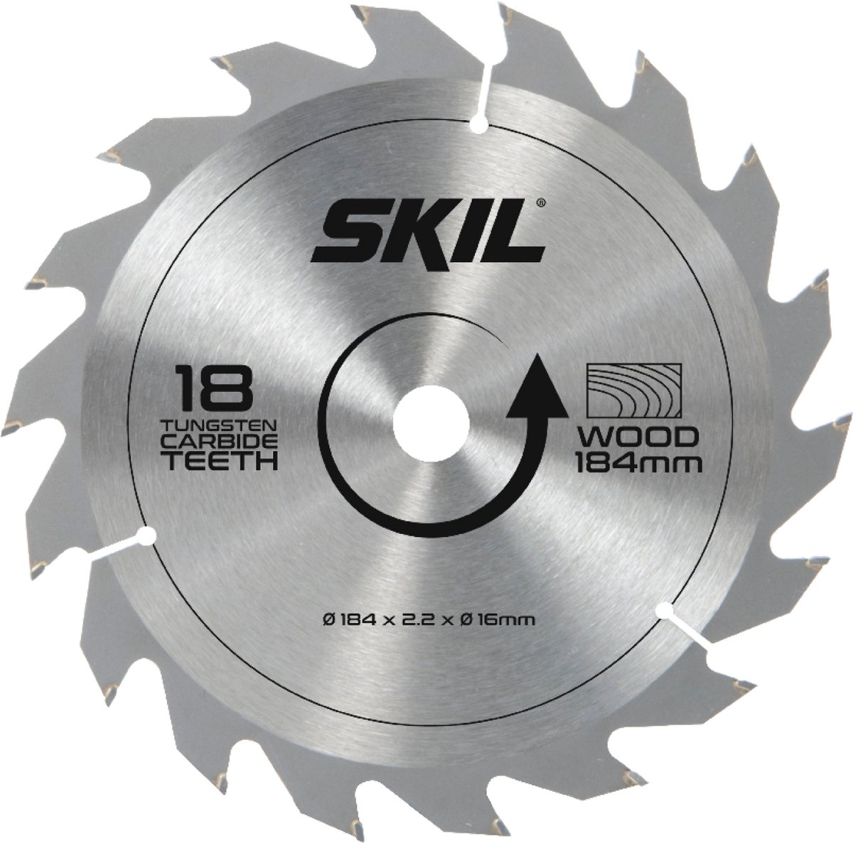SKIL Zaagblad - Hardmetalen - Cirkelzaagblad - Zaagblad Hout - Voor Cirkelzaag - 184 mm & 18 Tanden - Skil 2610S00273