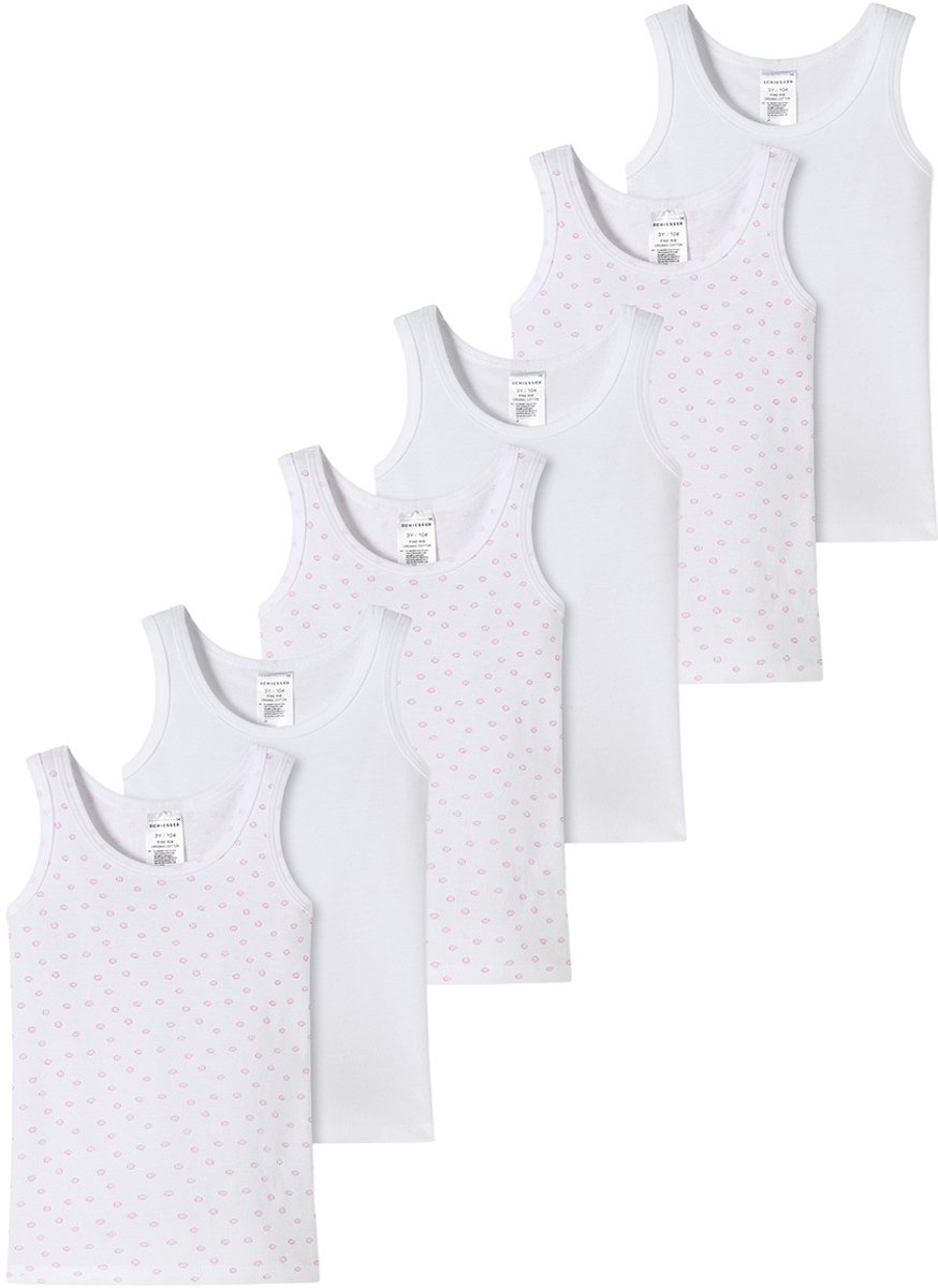 Schiesser Meisjes onderhemd 6 pack Kids Girls fijnrib Organic Cotton