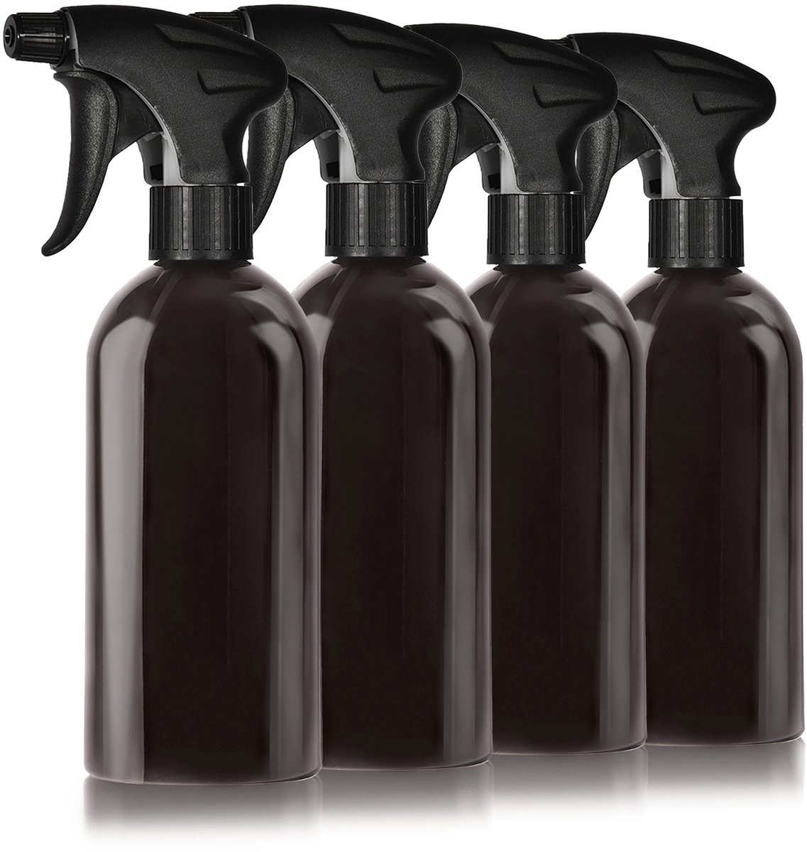 Oputec 4 x 500 ml sprayflessen – zwarte kunststof flessen met verstelbare sproeikop – hervulbaar & lekvrij