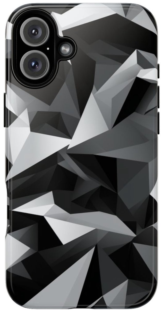 Zwart-Grijs Geometrisch Abstract Patroon – Telefoonhoesje Geschikt voor iPhone 16 Plus