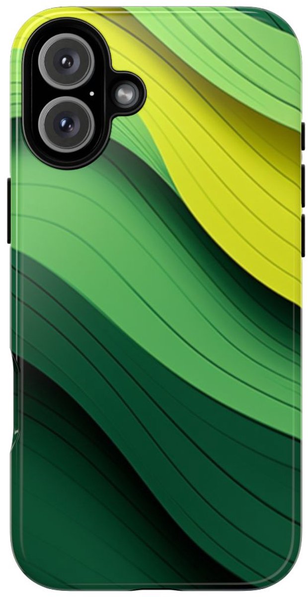 Groen-Geel Golvenpatroon – Telefoonhoesje Geschikt voor iPhone 16 Plus