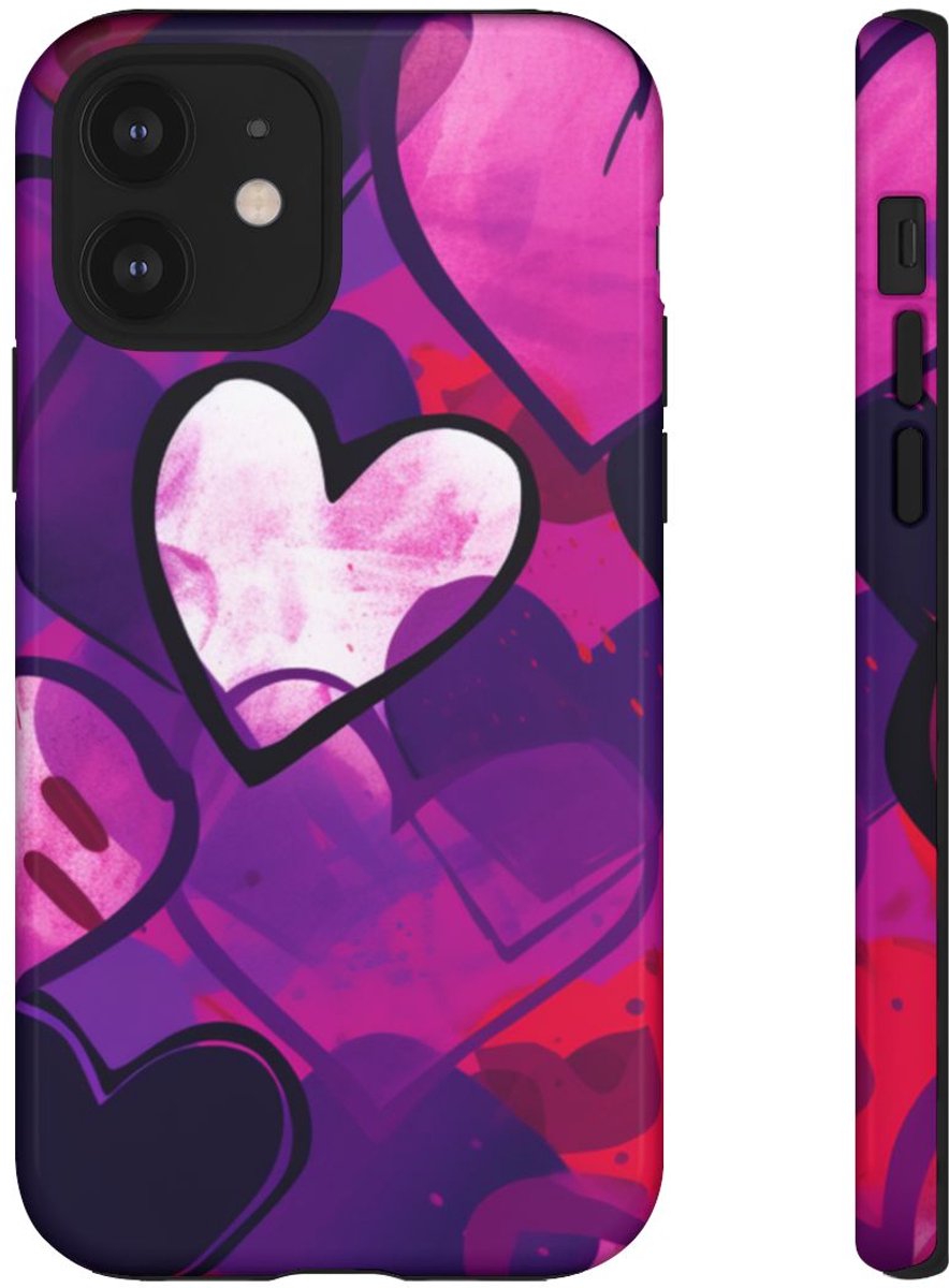 Levendig Popart Hartjespatroon – Telefoonhoesje Geschikt voor iPhone 12