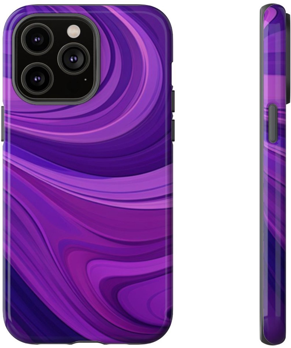 Paars Golvend Abstract Patroon – Telefoonhoesje Geschikt voor iPhone 14 Pro Max
