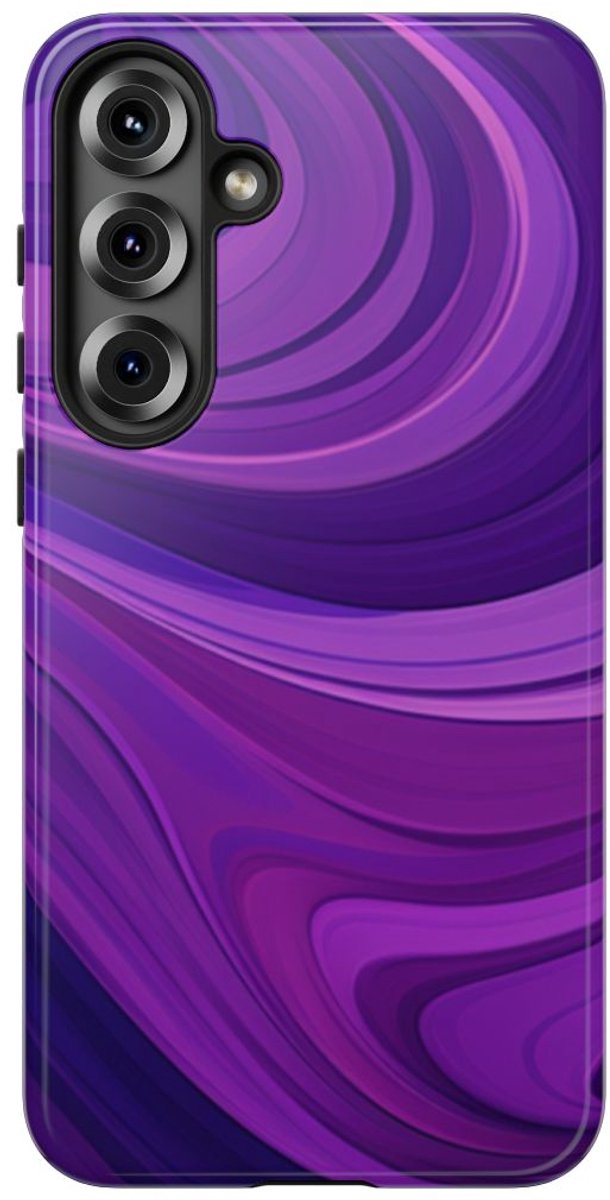 Paars Golvend Abstract Patroon – Telefoonhoesje Geschikt voor Samsung Galaxy S25 Plus