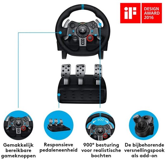 Logitech G29 - Gaming Stuurwiel - Driving Force - Racing + Pedalen - PS4, PS5 & PC