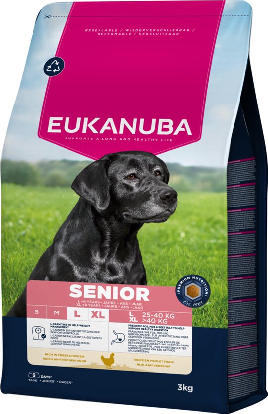 Eukanuba Life Care Dog Senior Large Hondenvoer Chicken - 3 x 3 kg - Voordeelverpakking