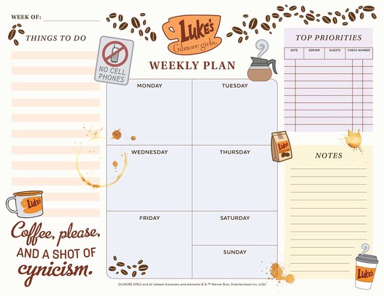 Gilmore Girls Weekly Planner Notepad - cover