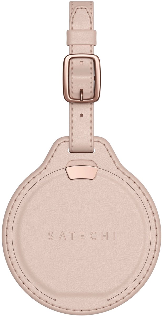 Satechi FindAll Vegan-lederen Baggage Tag met FindMy – Geïntegreerde Apple Find My Technologie – Ontvang Meldingen bij Achterlaten Bezittingen – Draadloos Opladen voor Langdurige Prestaties - Roze