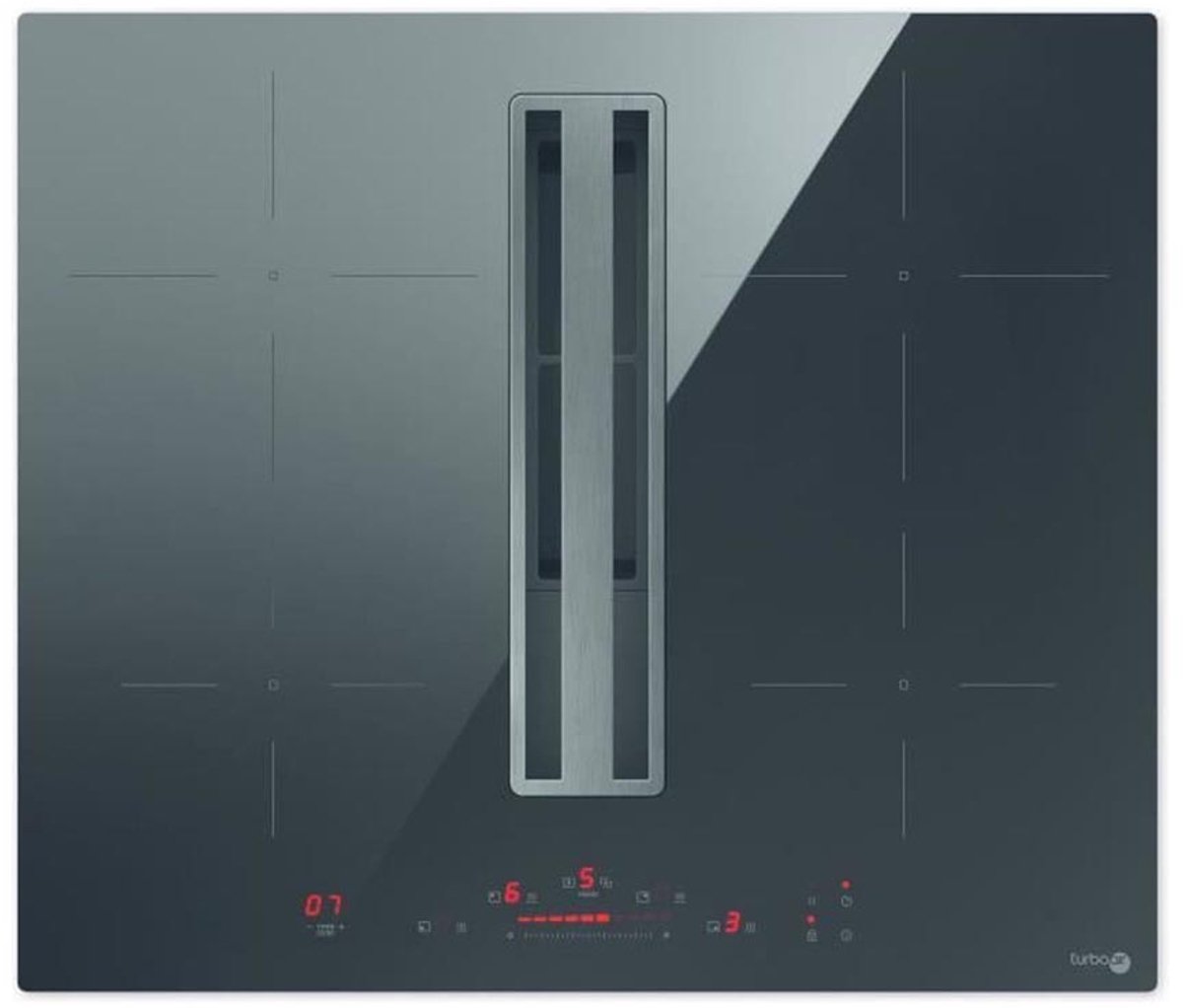Turboair Impulso Zwart Ingebouwd 60 cm Inductiekookplaat zones 4 zone(s) Inbouw afzuigkap