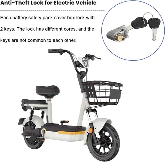 1 stuk elektrische fietsaccu-beveiligingsslot - Accu-slot - Contactslot antidiefstalbeveiligingsslot - Draagbaar slot voor elektrische fietsaccu voor buiten - Met 2 sleutels van Lionelo — afbeelding 2