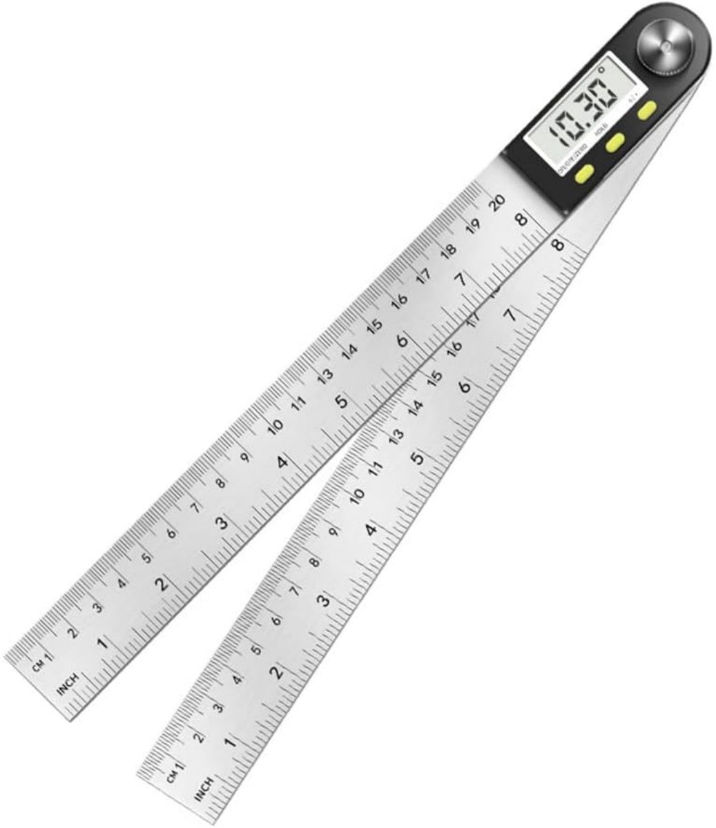 EXCITAT Digitale gradenboog - met LCD-display - hoekliniaal - roestvrij staal - lengte 400 mm - 360° hoekmeting - meetbare hoek - digitale inclinometer - geschikt voor houtbewerking, doe-het-zelfprojecten en ambachtslieden