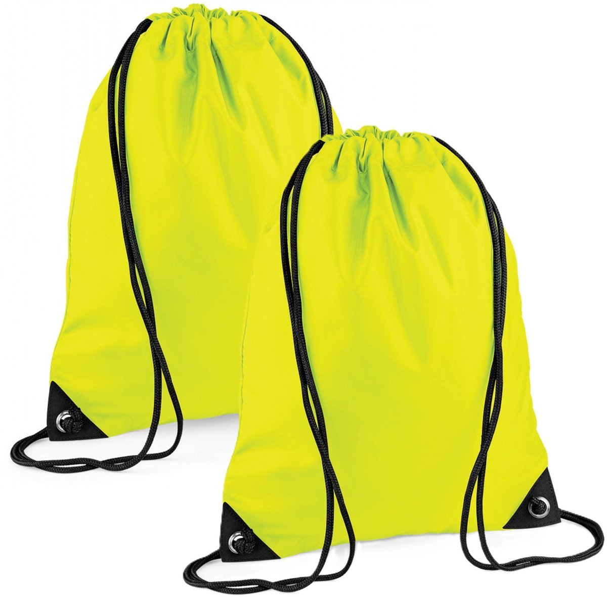 Nylon sport/zwemmen gymtas met rijgkoord - 6x - 45 x 34 cm - geel - Kinder tasjes - 12 liter