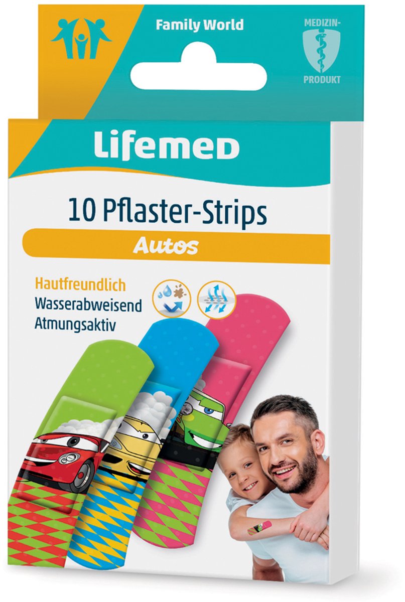 Lifemed Kinder-Pflaster-Strips 'Autos', 10er