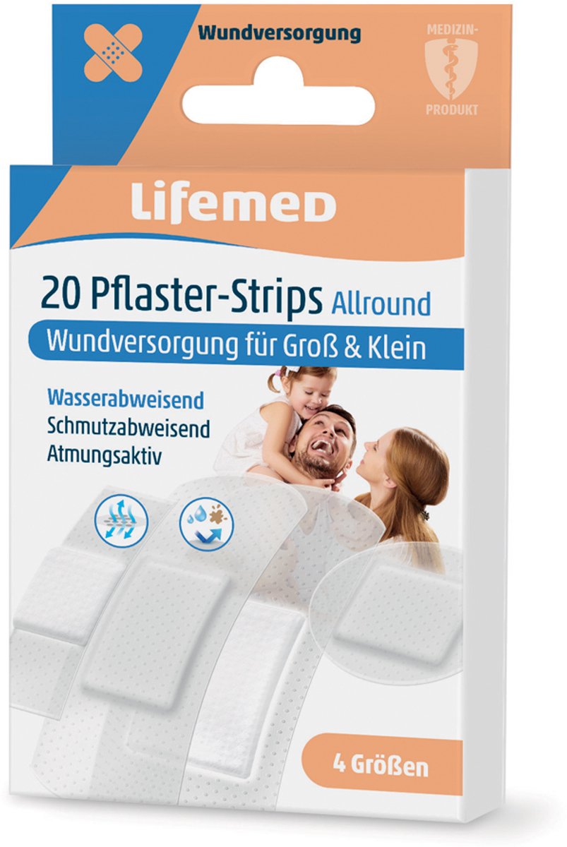 Lifemed Pleisterstrips halftransparant allround 4 maten, waterafstotend