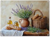 Affiche de jardin 80x60 cm - Décoration de jardin Lavande - Pain - Nature morte - Affiche pour le jardin - Décoration extérieure - Tableau de jardin clôture - Décoration murale sur toile de jardin - Décoration murale sur toile de balcon