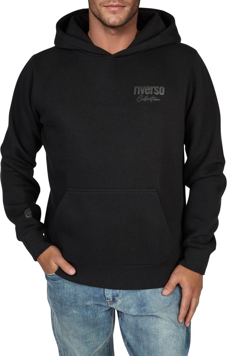 riverso Heren trui RIVScott regular fit Zwart 4XL Volwassenen Capuchon met trekkoord