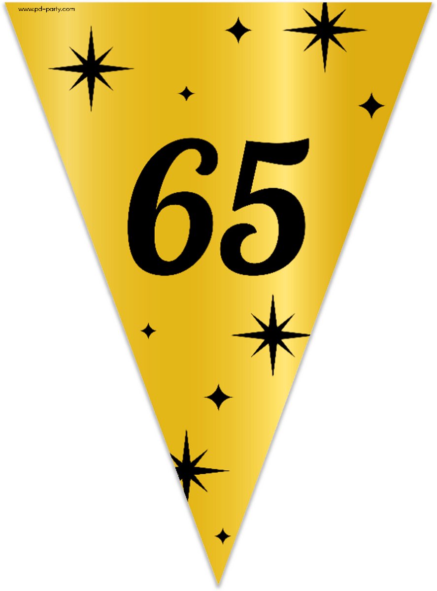 BTH - Slingers - 65 Jaar - Goud en Zwart - Slingers Verjaardag - Vlaggenlijn - 65 Jaar Verjaardag - Versiering - 1 Stuk — afbeelding 6