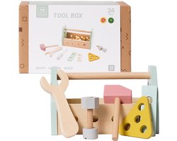 Speelgoedtopdeals - Houten Gereedschapskist - 14 delig - Rollenspel - Montessori Educatief Speelgoed