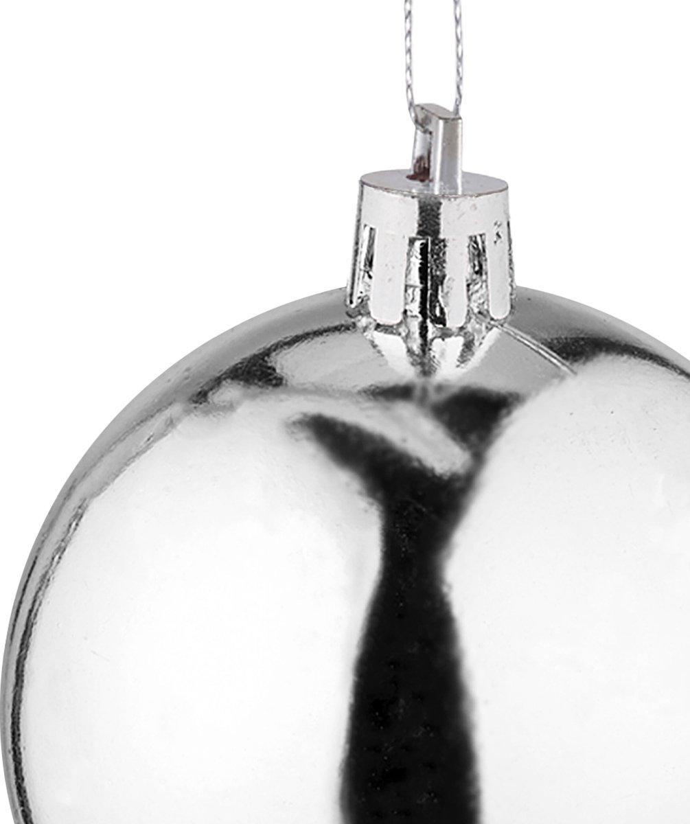 kerstballen set van 50 - Ø 6 cm - glanzend - mat - kunststof - zilver – foto 3