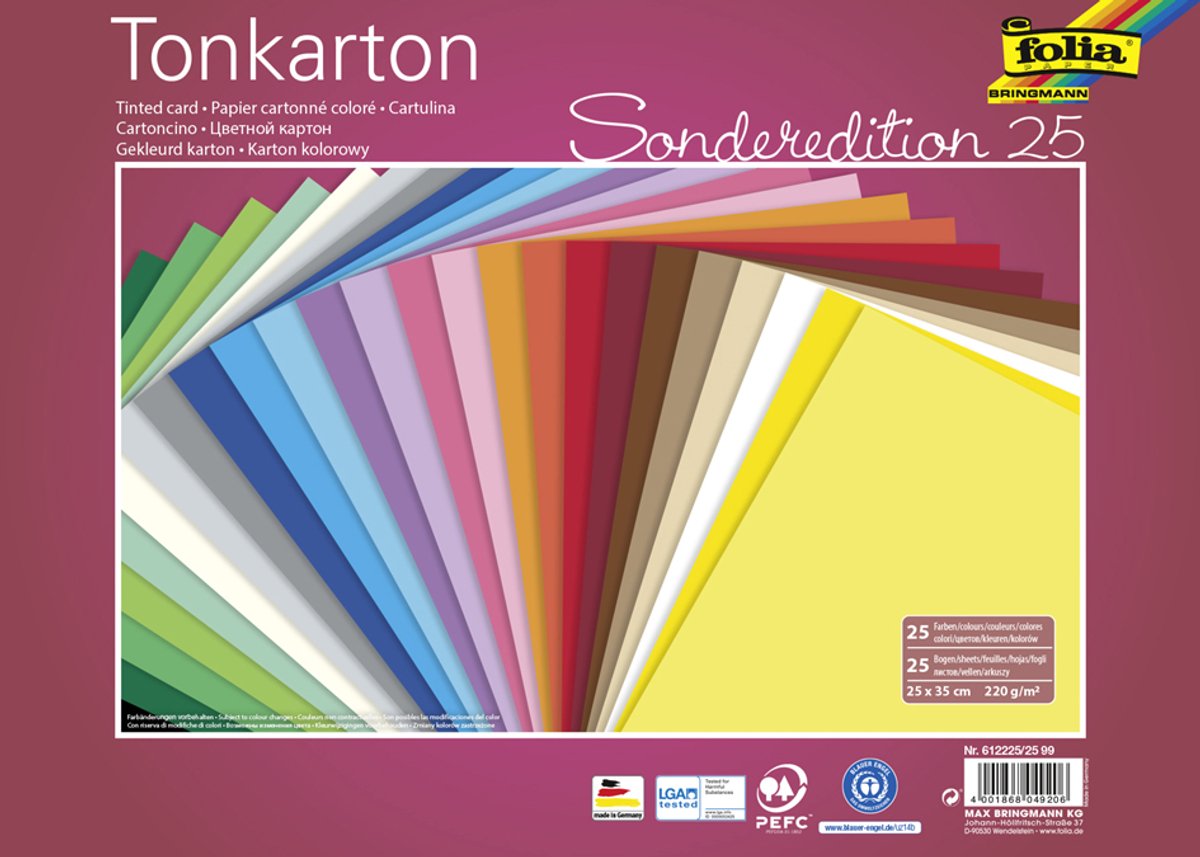 Gekleurd karton, 25 x 35 cm, 220 g/m²