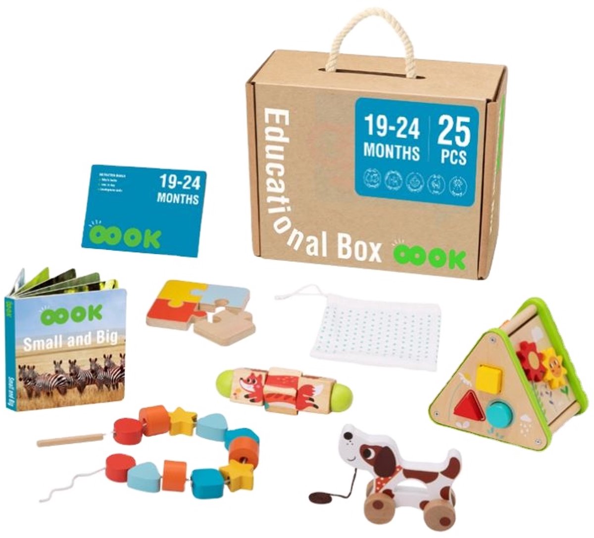 Educatieve speelgoedbox 19-24 maanden - 25-delige Baby Speelgoedset – Montessori Sensorisch Speelgoed – Montessori speelgoedbox - Ontwikkeling & Motoriek - Engelstalig