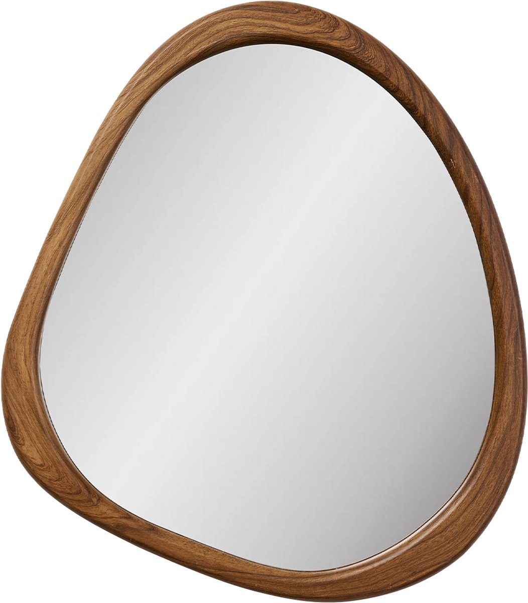 Artichok Adeline Houtlook Wandspiegel Bruin - Organische Vorm - Asymmetrisch design - Wanddecoratie - 47 x 44 cm