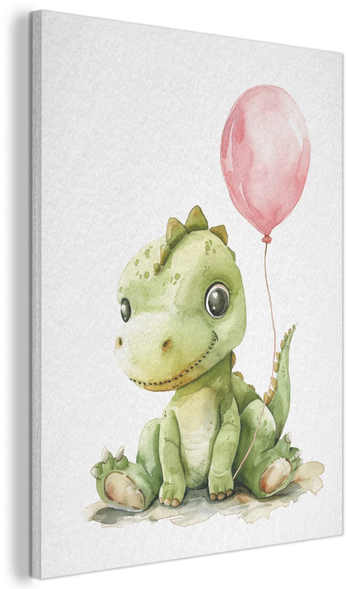 Akoestisch wandpaneel 70x100 cm - Vilt schilderij Draak - Baby dier - Roze ballon - Akoestische panelen - Geluidsdempende wanddecoratie - Geluidsisolatie woonkamer - Muurdecoratie geluidspanelen