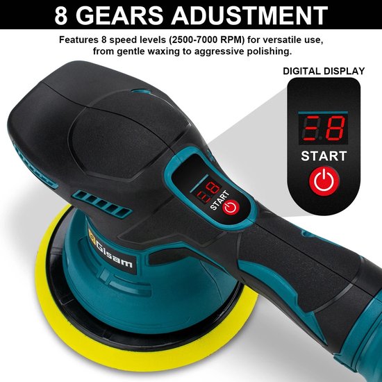 Bycpower Polijstmachine auto voor Makita 18 V LXT-serie accu, 27 stuks polijstmachineset, 15 cm Orbital polish met 8 variabele snelheden voor waxen/detailering (zonder accu Bycpower Polijstmachine auto voor Makita 18 V LXT-serie accu, 27 stuks polijstmachineset, 15 cm Orbital polish met 8 variabele snelheden voor waxen/detailering (zonder accu