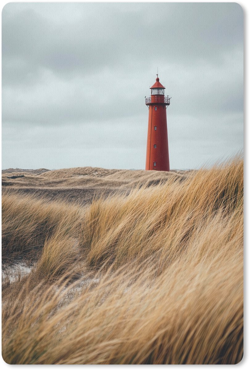Muismat 18x27 cm - Mousepad Duinen - Vuurtoren - Rood - Lucht - Muismatten