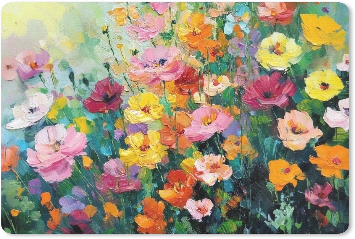 Muismat 27x18 cm - Mousepad Bloemen explosie - Heldere kleuren - Vrolijk - Muismatten