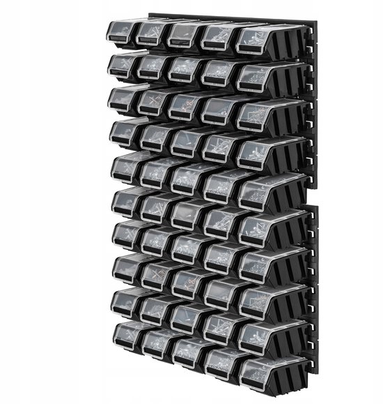 KADAX K7717 Étagère murale d'atelier 58 x 78 cm système de rangement en plastique robuste étagère d'atelier résistante aux UV panneaux muraux extensibles étagère de rangement pour garage (noir 50 pièces) 50 pcs.