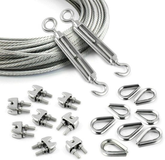 Spetsbst 30 Stuks Staalkabelklemmen – 5 Mm, Roestvrij Staal, Met Antislip Schroefdraad, Voor Waslijn, Luifel En Bouwprojecten