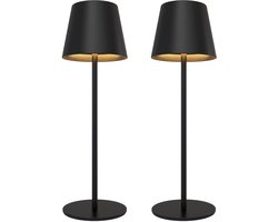 Ledvion – 2x Oplaadbare Tafellamp Nyra – LED - Zwart– Dimbaar – IP54 – USB